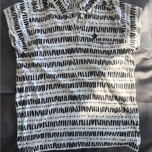 Dior Black and White Abstract Stripe Polo